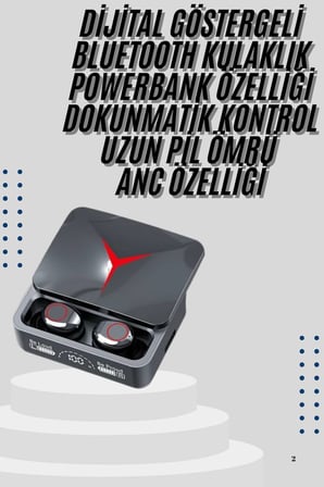 Kablosuz Bluetooth Kulaklık Powerbank Özellikli Göstergeli Hd Mikrofon -