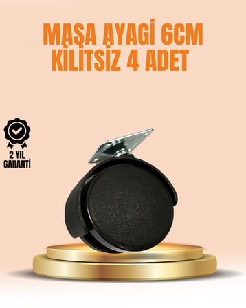 6 cm Kilitsiz Masa Ayağı Tekerleği 4’lü Set Çok Amaçlı -