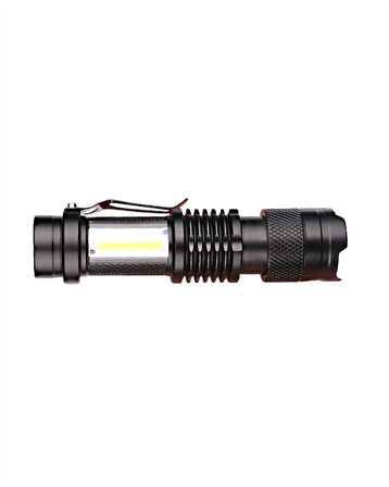 Şarjlı LED El Feneri - 14500 Pil Dahil, 4 Işık Modu, Mini Boy