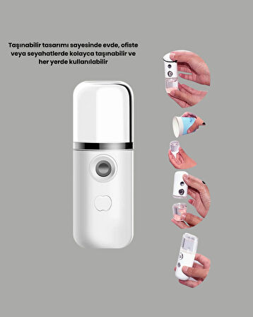 Taşınabilir Şarjlı Buhar Nemlendirici – Kablosuz Akıllı Pro Teknolojili Mini Cilt ve Ortam Nemlendirici