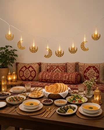 Minareli Hilal LED Işık Gold Metal Gövde