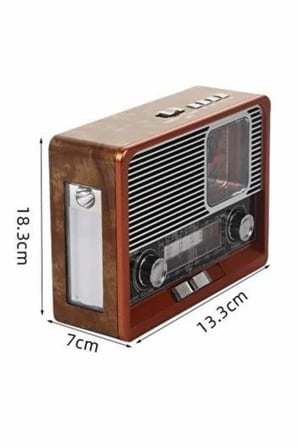 Vintage Nostaljik Radyo AUX USB SD Kart Girişli Şarjlı Bluetooth Bağlantılı -