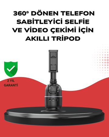 Telefon ve Kamera Uyumlu 360° Otomatik Takipli Akıllı Masa Tripodu -