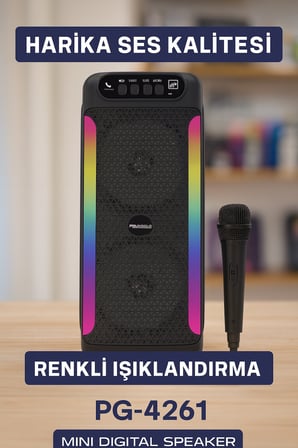 Taşınabilir Şarjlı Hoparlör USB, SD Kart, AUX Girişli -