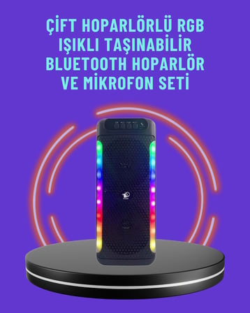 Ev ve Dış Mekan Kullanımına Uygun RGB Işıklı Hoparlör -