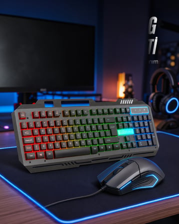 Işıklı Mekanik Gaming Klavye ve Fare Seti PG8018