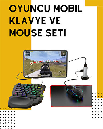 Yüksek Performanslı Mobil Oyun Aksesuarı – 5 Parçalı Klavye Mouse Dönüştürücü Set