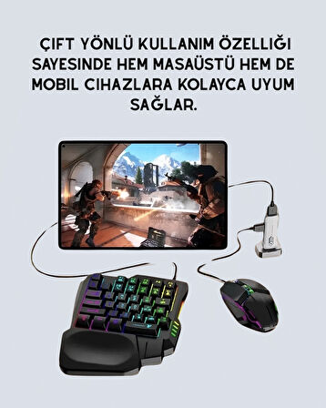 5in1 BT5.3 Mobil Oyun Kiti Klavye Mouse Dönüştürücü Seti