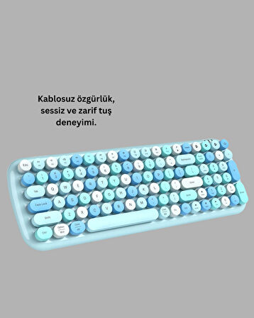 Kablosuz Klavye Mouse Seti mavi