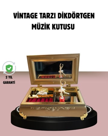 Balerinli Müzikli Takı Kutusu Piyano Tasarım Kız Çocuk Hediyelik -