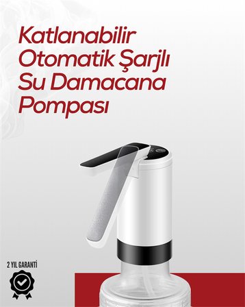 Uzun Şarj Süreli Su Pompası | Tek Tuşla Başlat/Durdur | Cam Damacana Uyumlu | Enerji Tasarruflu 4W Güç -