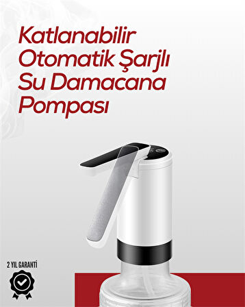 8000 mAh USB Şarjlı Su Pompası | Tek Tuşla Başlat/Durdur | Cam Damacana Uyumlu | Enerji Tasarruflu 4W Güç