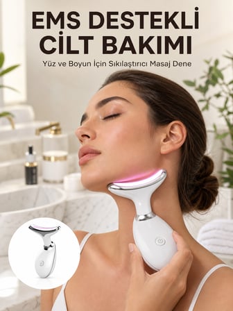 Cilt Yenileyici Şarjlı Güzellik Aleti – Pozitif/Negatif İyon, Titreşimli Masaj ve Kırmızı-Mavi-Yeşil Işıkla Yeni Nesil -