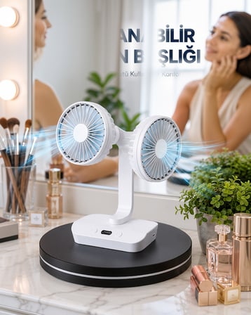 Çift Başlıklı Masaüstü Fan 720° Salınım 4 Hız Seçeneği
