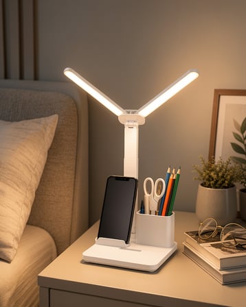 Kısılabilir LED Masa Lambası - Kalemlik ve Telefon Standı Entegre