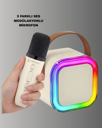 Taşınabilir Karaoke Mikrofon Seti Bluetooth Hoparlörlü -