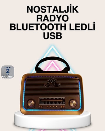 Ahşap Nostaljik Radyo Bluetooth USB SD Kart Destekli -