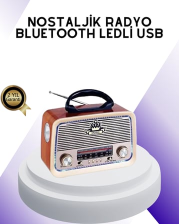 Nostalji Bluetooth Radyo FM AM SW Ahşap Eskitme Tasarım -