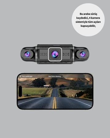 GPS’li 4 Kameralı Araç İç Dış Kayıt Sistemi 1080P WiFi Destekli -