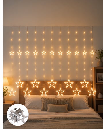 Perde Tipi Yıldız Desenli LED Aydınlatma 3x3 Metre