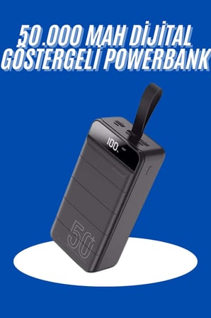 Powerbank 50.000 Mah Dijital Göstergeli Taşınabilir 4 Portlu Hızlı Powerbank -