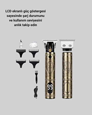 LCD Ekranlı Şarjlı Tıraş Makinesi Erkek Saç Sakal Kesme