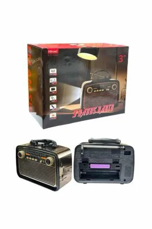 Nostalji Radyo Bluetooth Hoparlör USB-SD Kart Giriş Led Fener Işıklı Bataryalı Pilli Yeni Nesil