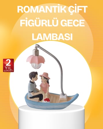 Romantik Çift Figürlü Gece Lambası Sandal Model Sevgiliye Özel Hediye -