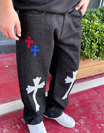 Ultra Premium Cross Cristal Baggy Kot Pantolon
