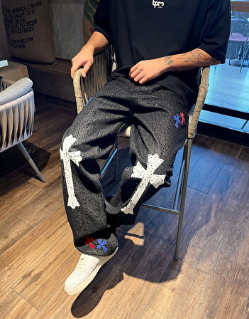 Ultra Premium Cross Cristal Baggy Kot Pantolon