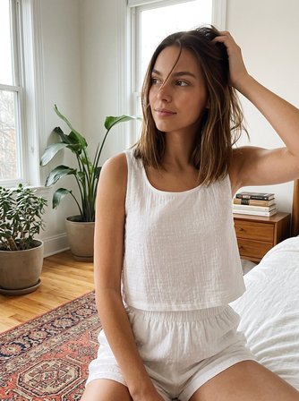 Udenya Pure Dot Yazlık Pijama Takımı | %100 Pamuk Müslin Kumaş