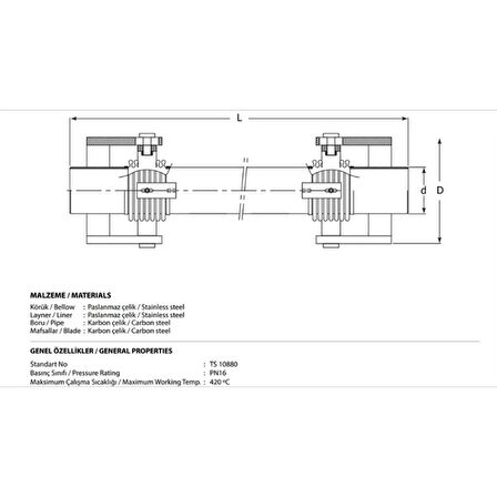 Unival UDJ-0907-DN200 Dilatasyon Sismik Kompansatör Kaynaklı