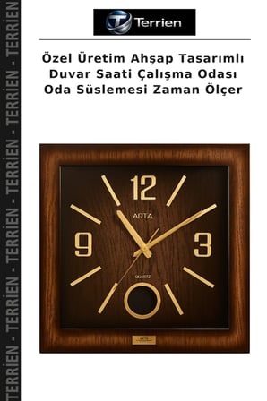 Özel Üretim Ahşap Tasarımlı Duvar Saati Çalışma Odası Oda Süslemesi Zaman Ölçer