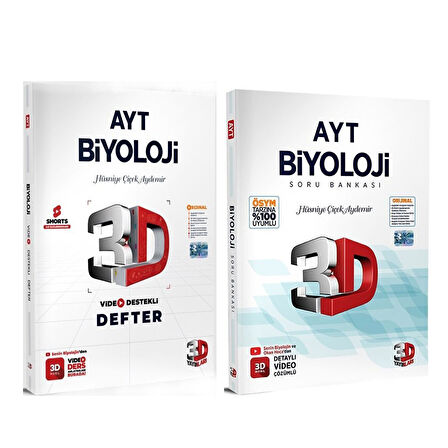 3D AYT Biyoloji Defter ve Soru Bankası Seti 2 Kitap