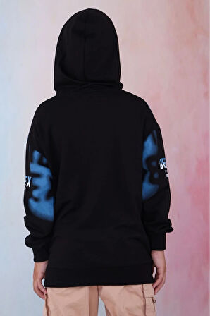 Black DefInex 2İp Erkek Çocuk Kapşonlu Sweatshirt Siyah 7-16 Yaş Defne043-S