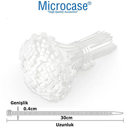 Microcase Plastik Kablo Bağı Cırt Kelepçe 3.6 X 300MM  Şeffaf 25 Adet - ŞEFFAF AL4485