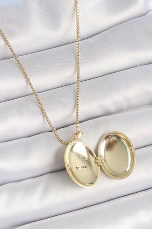 316L Çelik Gold Renk Zincir Zirkon Taşlı Anka Kuşu İşlemeli Açılır Model Kadın Kolye