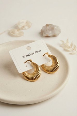316L Çelik Gold Renk Halka Model Küpe