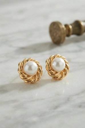316L Çelik Gold Renk İncili Model Kadın Küpe