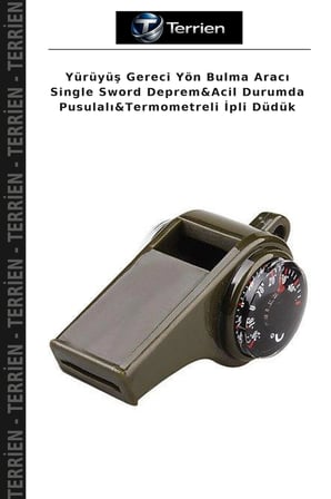 Yürüyüş Gereci Yön Bulma Aracı Single Sword Deprem&Acil Durumda Pusulalı&Termometreli İpli Düdük