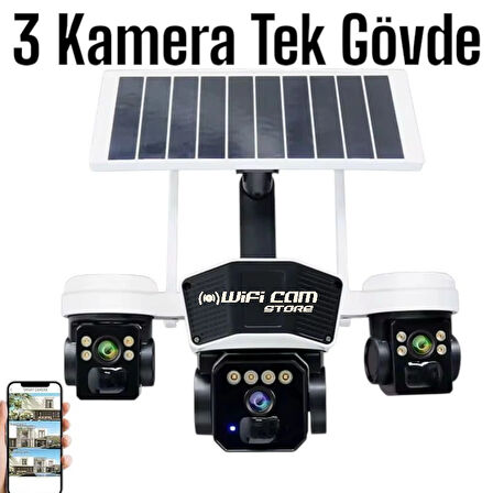 3 Kameralı 4G Solar Kamera Sim Kart İle Çalışan Güneş Enerjili Kamera