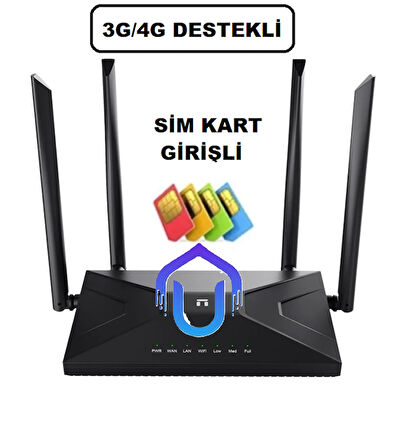 SIM Kart Destekli 4 Antenli Güçlü Wi-Fi Router – 3G/4G Desteği ile Her Yerde İnternet!