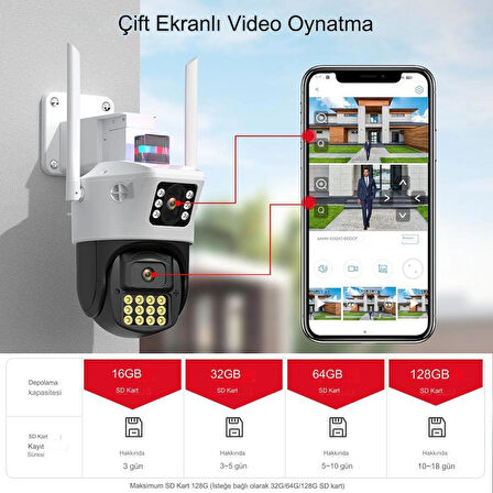 Çift Kameralı 1080P WIFI PTZ Kamera O-Kam Pro Türkçe Yazılım
