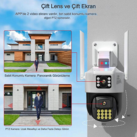 Çift Kameralı 1080P WIFI PTZ Kamera O-Kam Pro Türkçe Yazılım