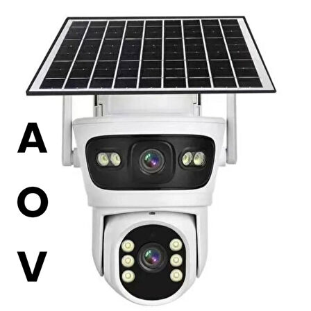 AOV Çift Kameralı 7/24 Kayıt İcsee Yazılım 4G Solar Kamera