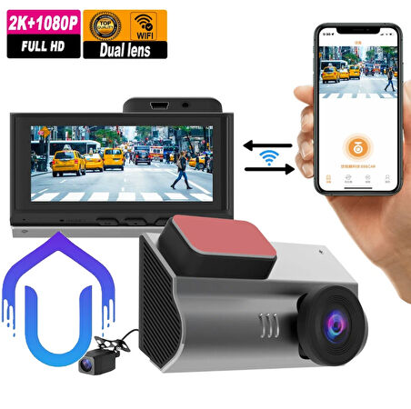 Dahili Wifi Ekranlı 2K Araç Kamerası