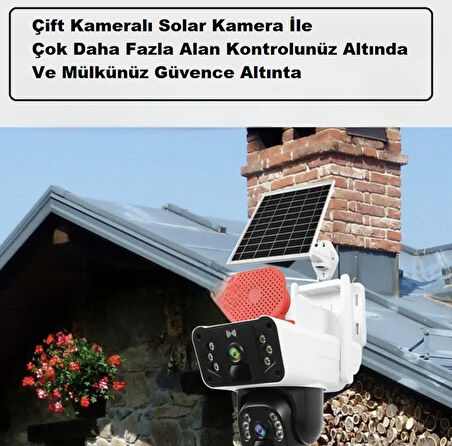 4G Solar Kamera Çift Kameralı Sim Kart Destekli Sirenli Güvenlik Kamerası