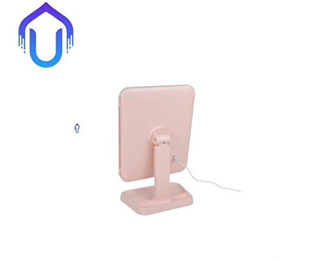 LED Işıklı Katlanabilir Şarjlı Makyaj Aynası – Pembe | 3 Işık Modu, Taşınabilir & Büyüteçli Ayna