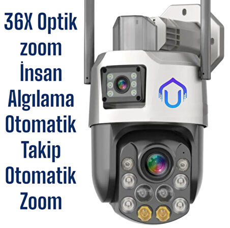 İcsee 6 MP Çift Kameralı 36X Optik Zoom Büyük Kasalı PTZ Wifi Kamera