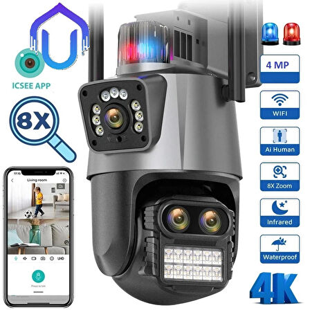 İcsee Polis Çakar Işıklı Zoomlu WİFİ Kamera